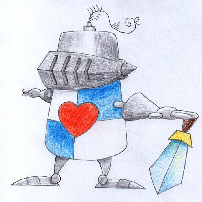 2D character design of Sir Lovalot the knight.
