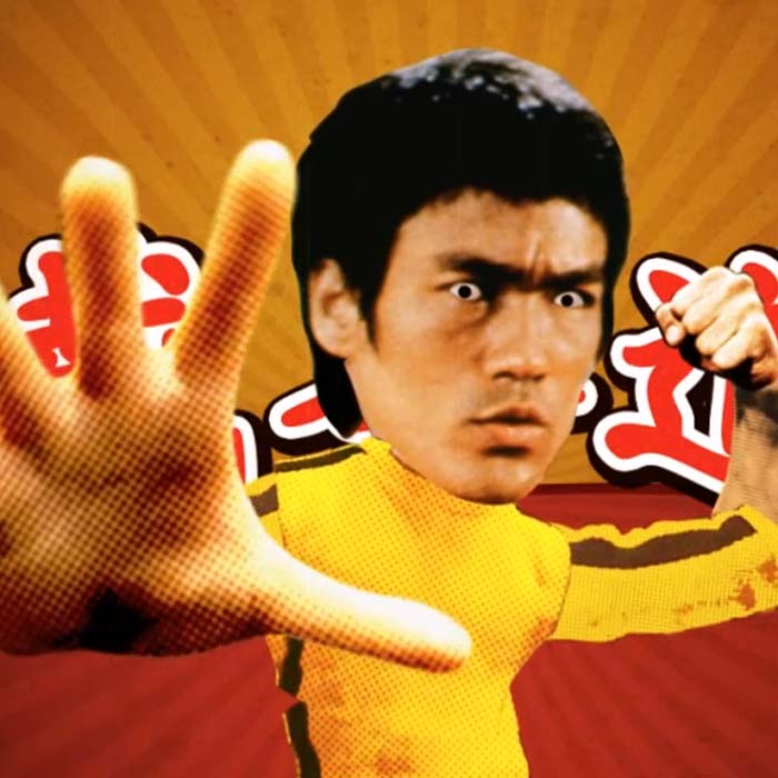 Animated Bruce Lee character looks ready to jeet-kune-do the living heck out of the cameraman.