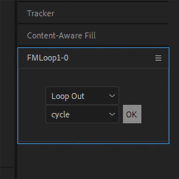 The FMLoop panel inside After Effects.